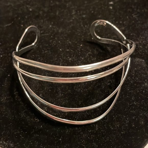 8” titanium plated four layer abstract open cuff bracelet - Picture 2 of 12